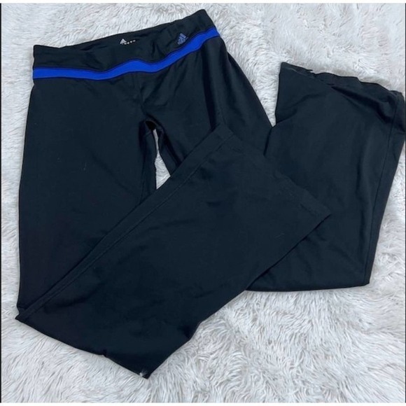 ADIDAS Women's Medium‎ Black & Blue Yoga Athletic Leggings Pants - Picture 1 of 3